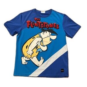 The Flintstones Tee Shirt Mens Large Blue Graphic Adult Blue Fred